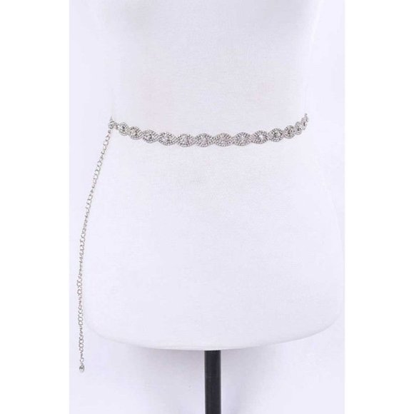 Rhinestone Fashion Silver Chain Belt -Silver main image 4